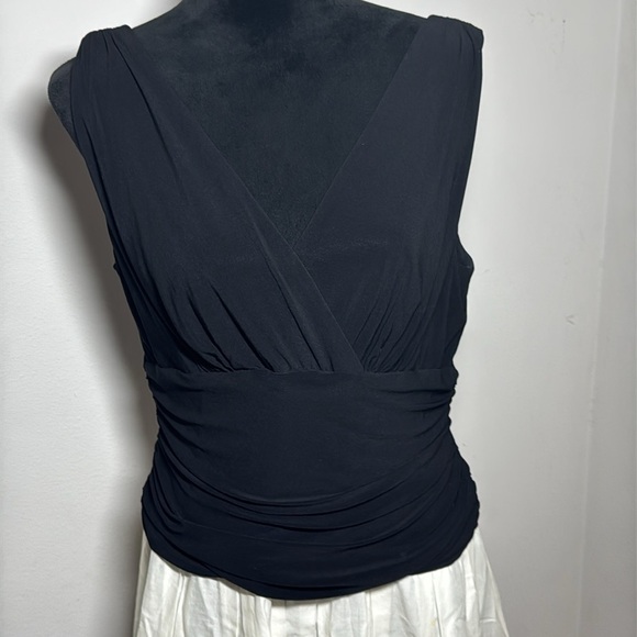 J.R. Notes by Carol Lin black ivory tan embroidered V cleavage full dress Sz 16 - Picture 2 of 9